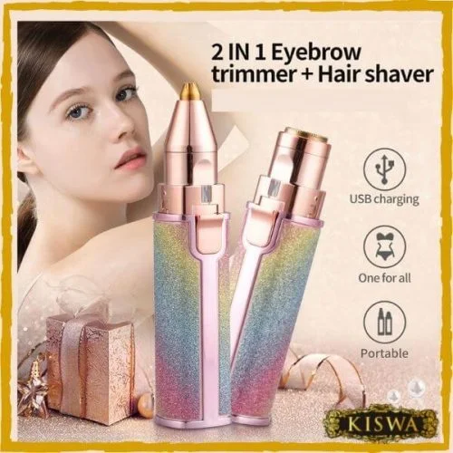 Electric Hair Remover Trimmer 2-in-1 Eyebrow Trimmer & Facial Hair Remover – USB Rechargeable - Image 1