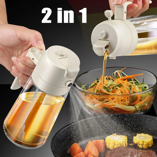 2 in 1 oil dispenser bottle with pouring and spraying function