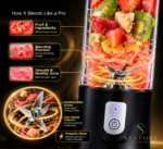 Portable USB rechargeable blender for smoothies and fruit drinks