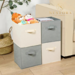 Foldable fabric storage organizer box for clothes and toys