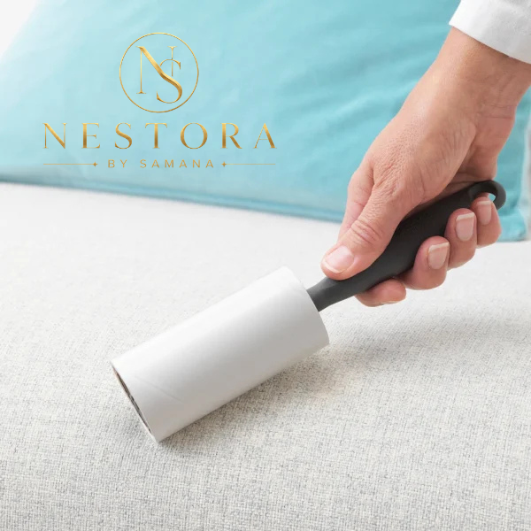 Reusable lint roller for removing pet hair and lint from sofa
