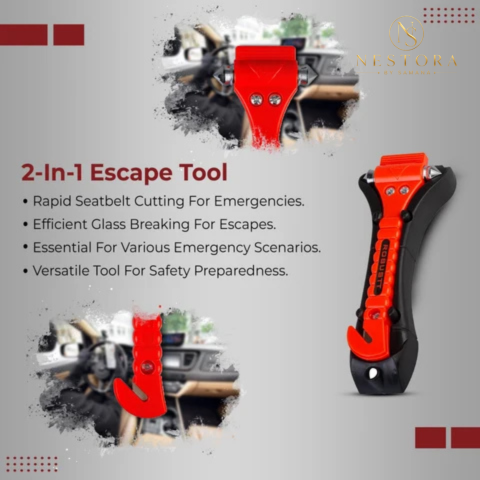 2 in 1 car emergency escape tool with seatbelt cutter and glass breaker