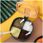 1000ml Spice Box – Multi-Compartment Masala Storage Container with Spoons - Image 2