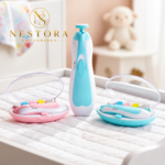 Baby electric nail trimmer with multiple nail care attachments and storage case