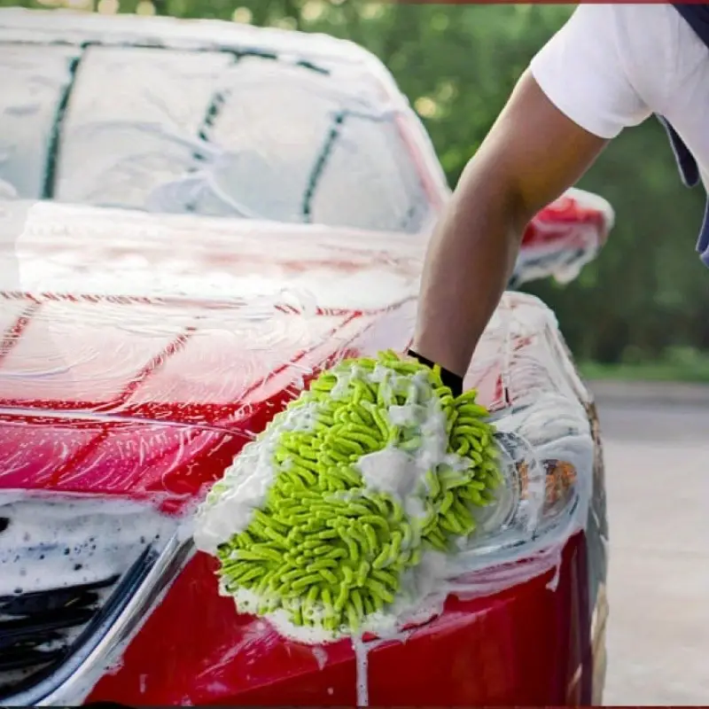 Microfiber chenille car wash glove for car cleaning and detailing