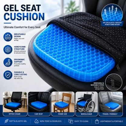 Honeycomb gel seat cushion for office chair car seat and home use