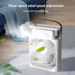 3-speed portable air cooler and humidifier fan with carry handle