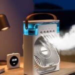 3-speed portable air cooler and humidifier fan with carry handle