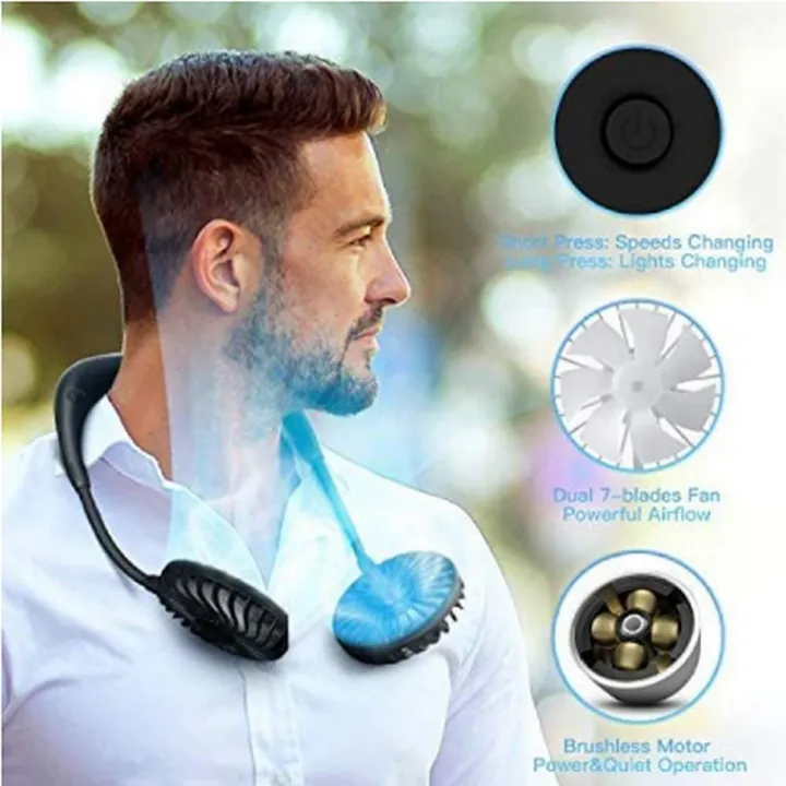 Portable hands-free neck fan for personal cooling