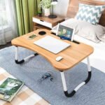 Portable folding laptop bed table for work and study